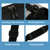 A collage of four close-up images showing different features of a dog transport box. Produktbild-Vorschau
