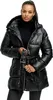 A woman wearing a black puffer coat.
