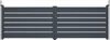 A front view of a gray double swing gate with horizontal white stripes. Produktbild-Vorschau
