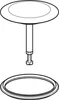 An illustration of a plumbing part, specifically a drain stopper and a gasket. Náhled obrázku produktu