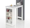 Bartisch Stehtisch MOJITO Weiß Platte Beton Optik mit seitlichem Regal Produktbild-Vorschau