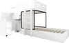 A white loft bed with an integrated desk and storage units, shown against a white background. Podgląd zdjęcia produktu