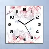 Wanduhr Echt-Glas-Küchenuhr Rosa blaue Blumen Quarz Lautlos Produktbild-Vorschau 1