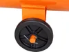 A close-up of a black wheel attached to an orange metal bracket, which is part of a larger orange object. Anteprima dell’immagine prodotto