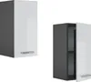 Two wall cabinets are shown against a white background. One is larger and to the left, the other is smaller and to the right. Both have a dark gray exterior and a white door. Anteprima dell’immagine prodotto
