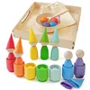 Montessori-Spielzeug „Regenbogen Steckpuppen in Tassen mit Produktbild-Vorschau 1