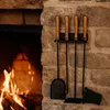 Set wandmontabele kachelaccessoires, staal en hout, 5-delig Productafbeelding-voorbeeld 1