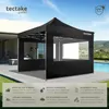 A black gazebo is set up outdoors next to a swimming pool and a patio area. Produktbild-Vorschau