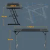 A collage of images showing a gaming desk from different angles and with dimensions indicated. Voir les images du produit