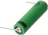 A single green battery with silver leads against a white background. Produktbild-Vorschau