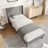 UnboxG Polsterbett 90x200 cm Grau aus Leinenstoff, Produktbild-Vorschau 5