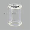A diagram of a clear plastic part with dimensions indicated by arrows and text. Produktbild-Vorschau