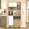 A kitchen pantry cabinet with various appliances and decor items. Produktbild-Vorschau