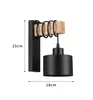 A black and wood wall lamp with dimensions indicated. Náhľad obrázku produktu