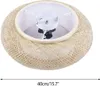 A close-up view of a round, woven bamboo ceiling lamp with a white fabric shade and a visible light socket assembly. Náhled obrázku produktu