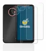 A smartphone with a protective screen and camera protector laid out on a white background. Produktbild-Vorschau