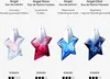 Four star-shaped perfume bottles of different colors, each with a description and intensity indicator. Podgląd zdjęcia produktu