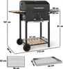 Outsunny Holzkohlegrill aus Edelstahl fahrbar Grillwagen Produktbild-Vorschau 3