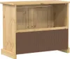 A wooden cabinet with a textured brown panel at the bottom, shown against a white background. Náhled obrázku produktu