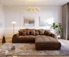 DELIFE Big-Sofa Violetta 310x135 Braun Antik Optik Hocker Produktbild-Vorschau 2