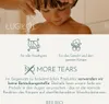 A child is being washed in a shower, with text and icons overlaid on the image. Produktbild-Vorschau