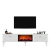 A white TV stand with an electric fireplace and a black television mounted above it. Anteprima dell’immagine prodotto