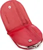 An open red leather coin purse with a metal clasp. Podgląd zdjęcia produktu
