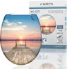 A toilet seat with a sunset sky design and its packaging. Anteprima dell’immagine prodotto