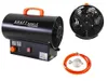 A collage of a gas heater and its accessories against a white background. Anteprima dell’immagine prodotto