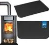 A wood-burning stove and two black protective plates are shown against a white background. Anteprima dell’immagine prodotto