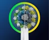 Close-up of an electric toothbrush head with two different types of bristles. Produktbild-Vorschau