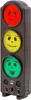 A traffic light-style device with smiley faces indicating different noise levels. Voir les images du produit