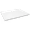 A white rectangular shower tray with a drain hole in the center, shown from a slightly elevated side angle against a white background. Anteprima dell’immagine prodotto