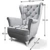 Beige Ohrensessel aus Velours Falco Sessel mit Holzbeine Produktbild-Vorschau 4