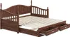 A wooden daybed with drawers underneath, shown from a three-quarter angle against a white background. Podgląd zdjęcia produktu
