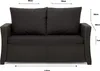 A front view of a black outdoor sofa with cushions, showing dimensions. Anteprima dell’immagine prodotto