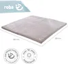 A folded mattress on a white background, with branding and certification badges. Náhled obrázku produktu