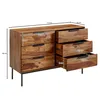 A wooden dresser with multiple drawers, shown with dimensions indicated by measurement lines and text. Produktbild-Vorschau