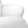 A close-up view of a white armchair. Produktbild-Vorschau