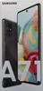 A product shot of a Samsung Galaxy A71 smartphone, showing both the front and back of the device, with large text indicating the model number. Podgląd zdjęcia produktu