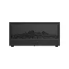A black electric fireplace with a simulated flame effect and three control buttons on the front. Náhľad obrázku produktu
