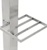 A close-up shot of a stainless steel garden water column with a shelf attached. Produktbild-Vorschau