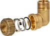 An exploded view of a brass pipe fitting, showing its individual components. Podgląd zdjęcia produktu