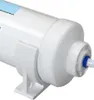 A close-up, studio shot of a white refrigerator water filter with a blue connector. Podgląd zdjęcia produktu