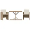 Design 3-tlg. Bistro-Set mit Kissen Beige Poly Rattan, Produktbild-Vorschau 2