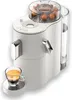 A white coffee machine with a clear water reservoir, dispensing a shot of espresso into a glass cup. Náhled obrázku produktu