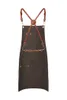 A dark brown apron with leather straps is shown against a white background. Anteprima dell’immagine prodotto