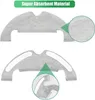 Two gray mop pads for a robot vacuum cleaner, with close-up insets showing the material texture and attachment mechanism. Voir les images du produit