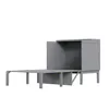 A grey furniture piece with an open box-like section and a long extendable base. Produktbild-Vorschau