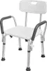 A white and silver shower chair with armrests and a backrest, shown against a white background. Náhľad obrázku produktu